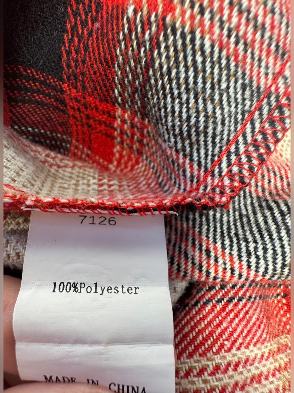 PrettyGarden Women’s Red Cream Black Plaid Button-Front Shacket S-M - Picture 8 of 9